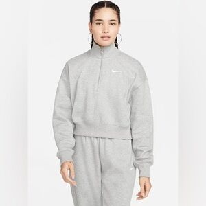 Nike phoenix fleece 1/2 zip cropped sweatshirt in heather grey